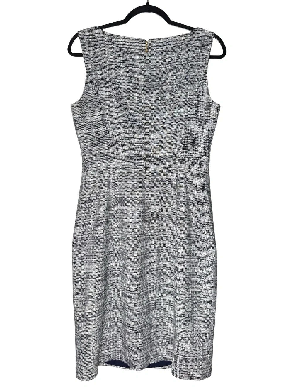 Tory Burch Dress Sz 8 Blue White Sheath Quiet Luxury Preppy Career Midi Work
